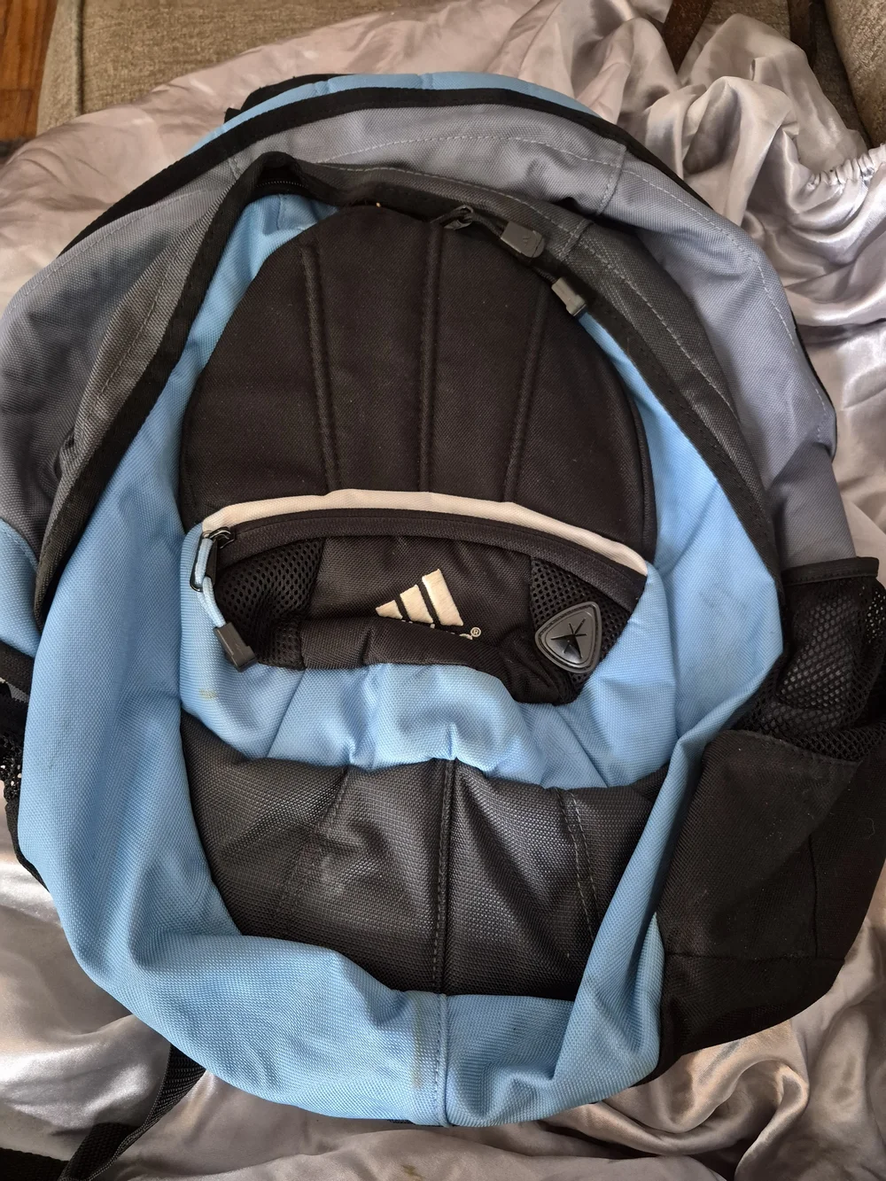adidas Light Blue and Black Men's Backpack with Padded Back Panel